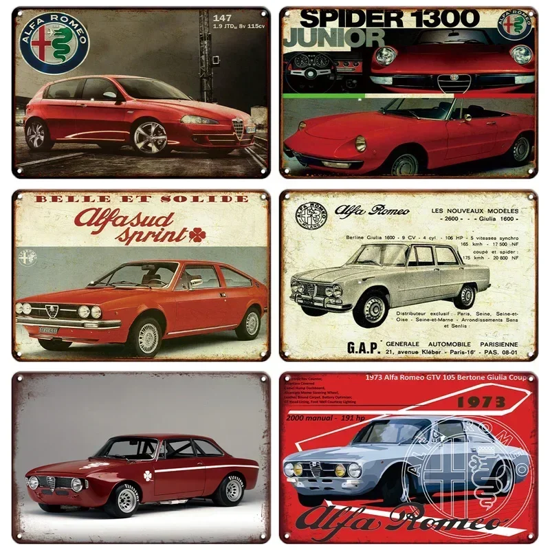 Retro Garage Classic Eunos Car Alfa Romeo Metal Tin Sign Plaque Vintage Metal Plate For Garage Bar Pub Club Man Cave Wall Decor