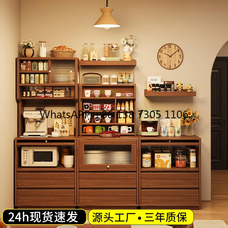 

Solid wood dining side cabinet, living room, household coffee, log wind tea cabinet, corner floor rack