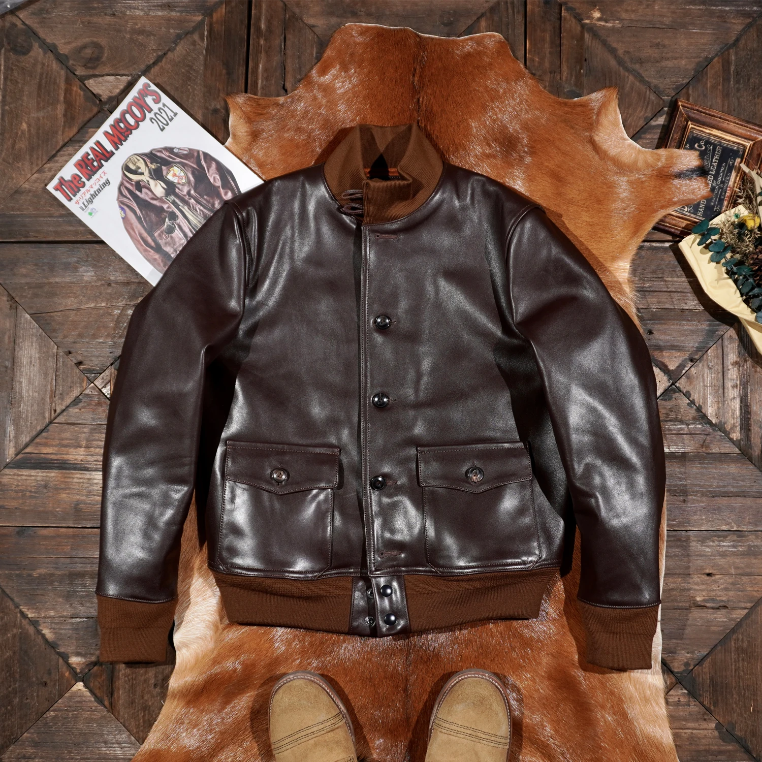 

Classic Men's ort Leather Flight Jaet Tanned Cowhide Classic Sle ort Length American Casual ortened Modern Version