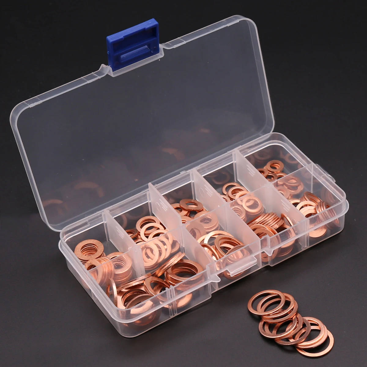 180Pcs Rood Koper Ringen Box Set Pakking Platte Ring Ringen M5 M6 M8 M10 M12 M14