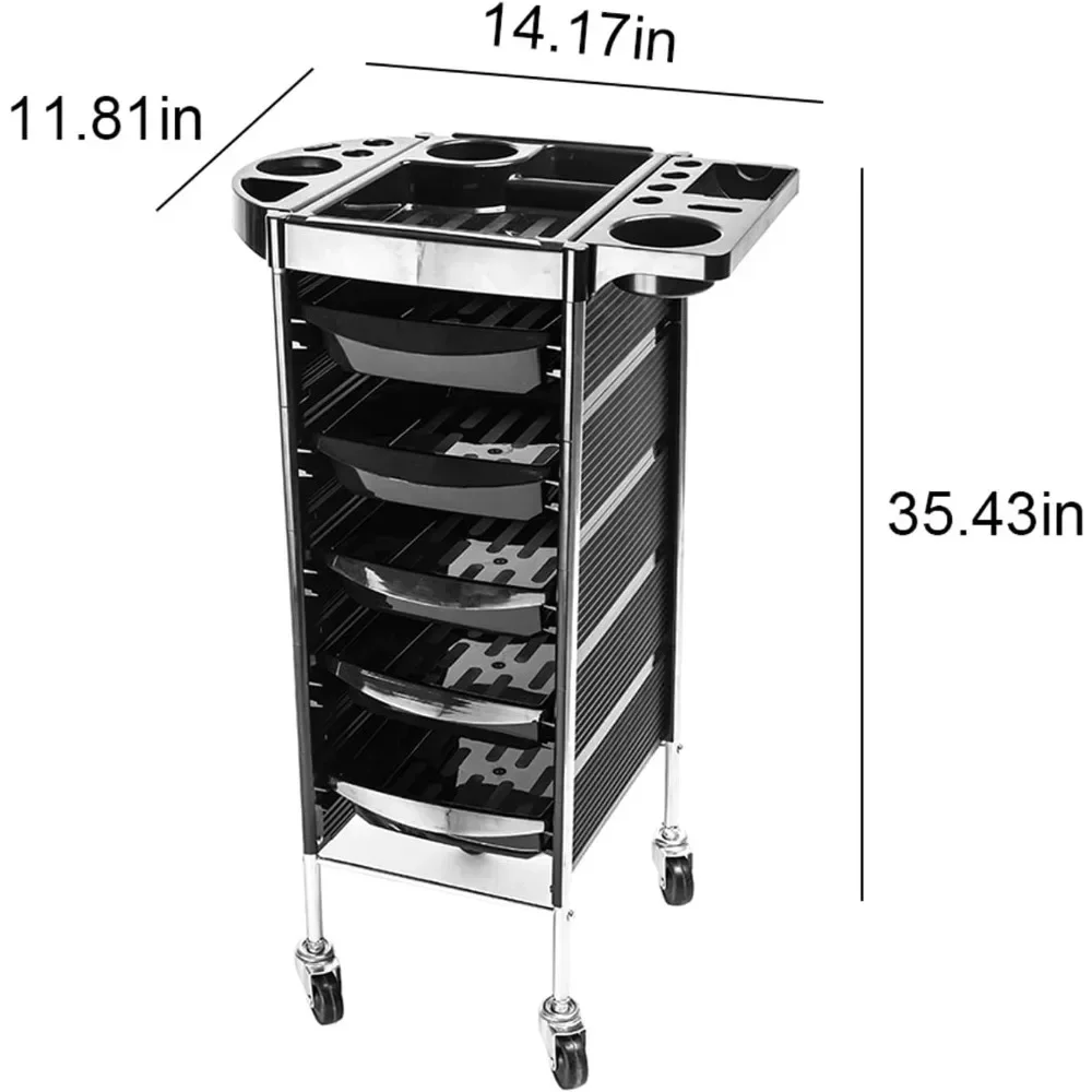 Salonwagen mit Rädern, 5 Schubladen, Haarrewagen, rollender Aufbewahrungsorganisator, Friseurstation, Salonwagen für Friseur