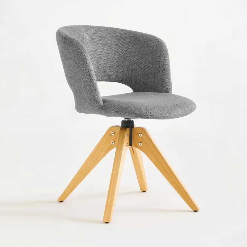 

Mid Century Modern Swivel Accent Chair with Solid Wood Legs, Home Office Desk Chair No Wheels, Makeup Chair for Vanity, Upholste