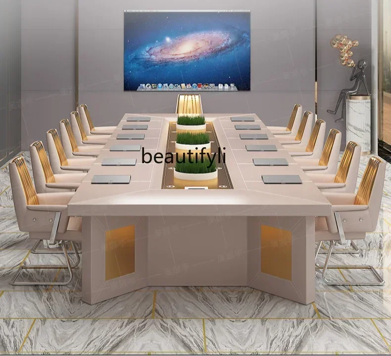 

YH Light Luxury Large Conference Table Conference Room Simple Modern Conference Table Company Office Table and Chair Combination