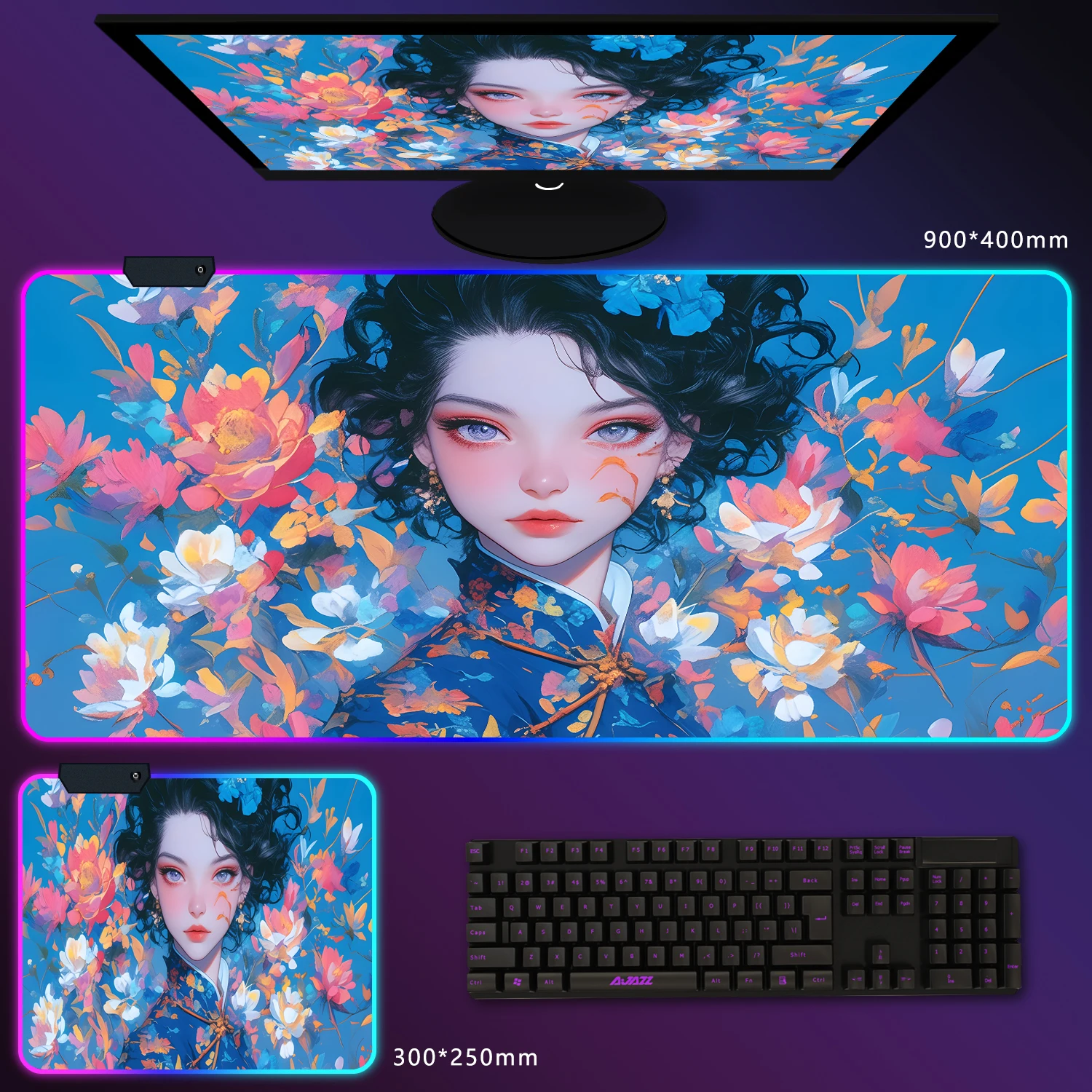 

XXL RGB gaming mat super large rubber non-slip mouse pad advanced locking process precise control to meet the needs of esports