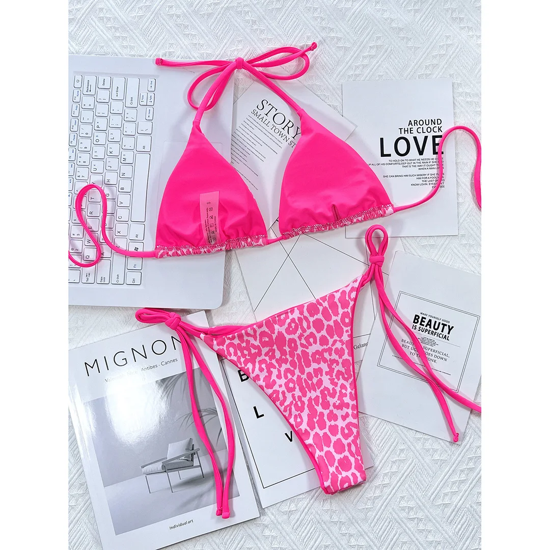 Sexy Neckholder-Bikini im brasilianischen Leopard-Stil, Damen-Badeanzug, zweiteiliges Bikini-Set, Badebekleidung, Badeanzug, Schwimmbekleidung V3681SW – Detail 39
