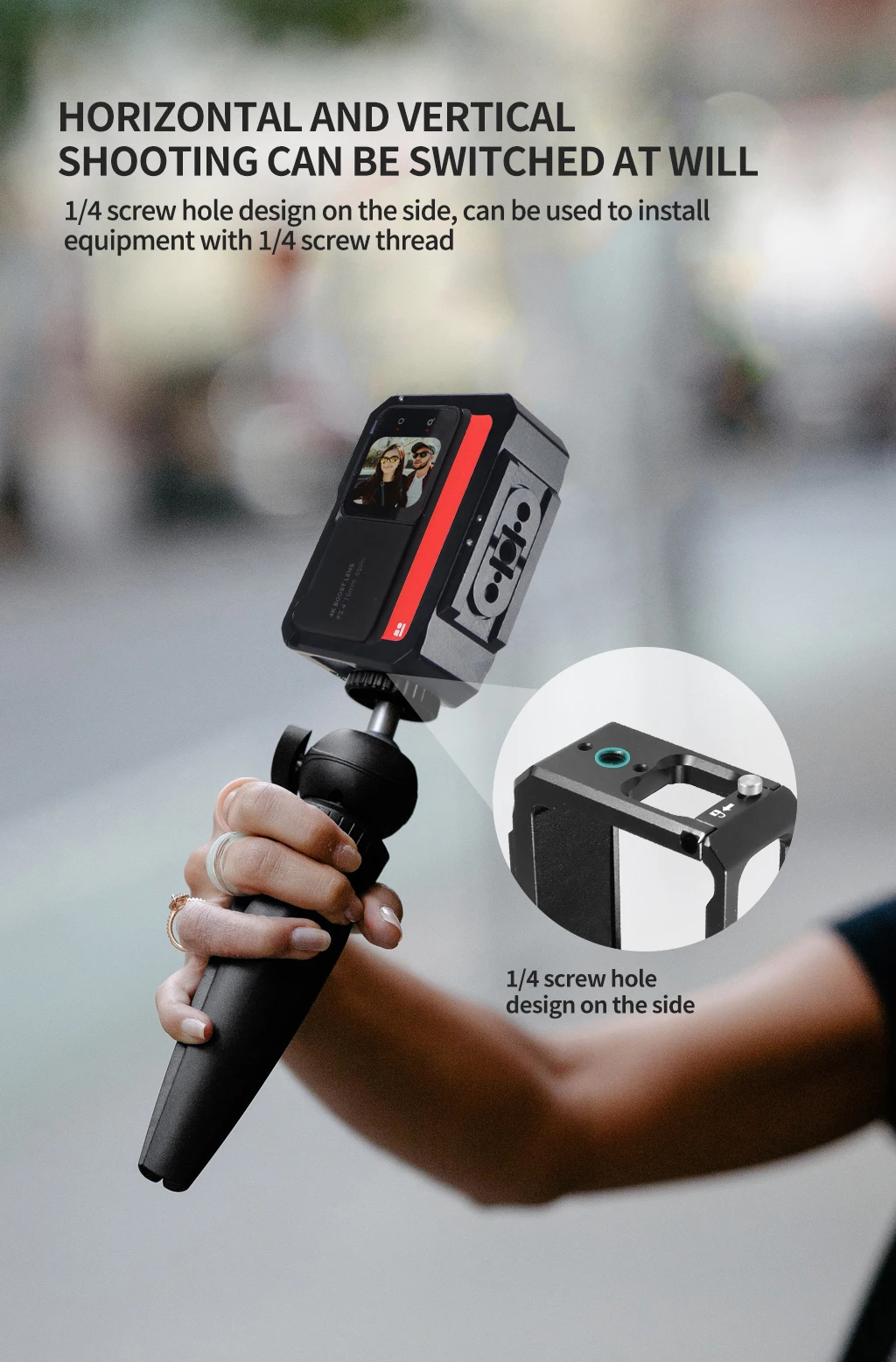 Aluminium-Schutzkäfig Rig 1/4 magnetischer Stativadapter Kaltschuhhalterung für Insta360 One R / RS Action-Kamera, erweiterter Rahmen – Detail 4