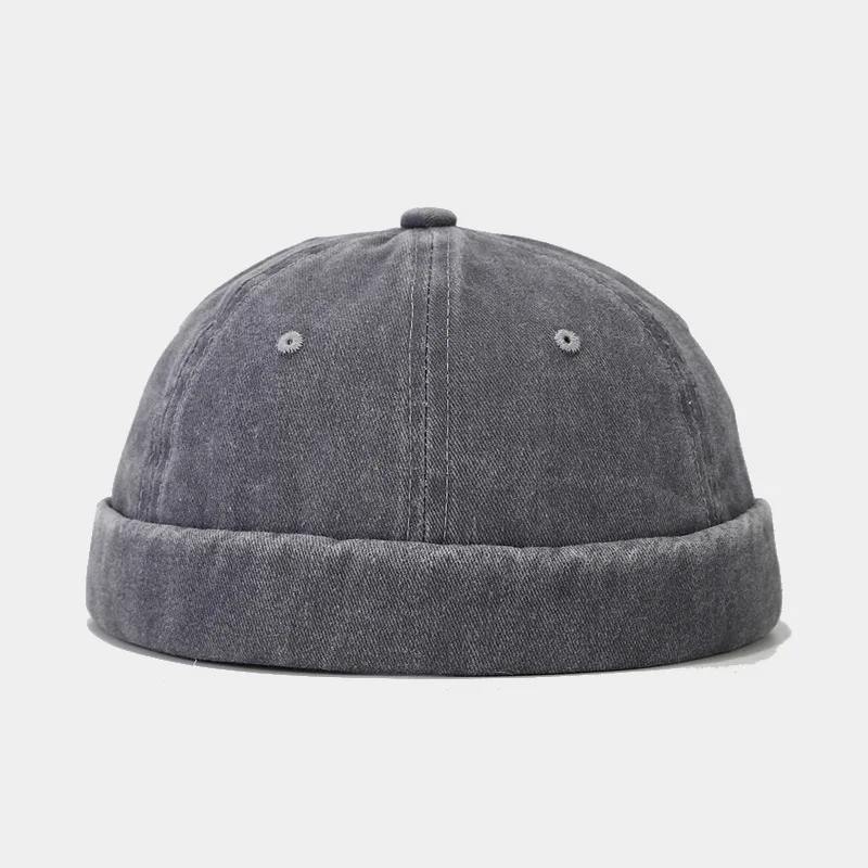 Einfarbig Gewaschen Docker Beanie Brimless Cap Mode Hip Hop Männer Schädeldecke Einfarbig Manschette Docker Fischer Mützen Straße Hüte – Detail 17
