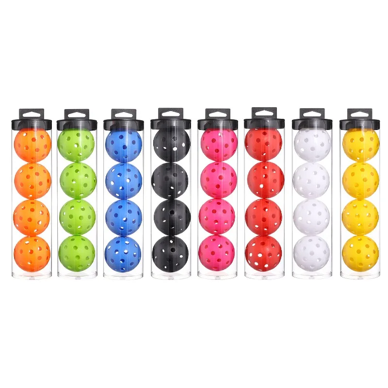 

4pcs 40 Holes Pickleballs 74mm High Visibility & Bounc Pickleball Balls with Clear Plastic Bucket Pickleball Accessories Outdoor