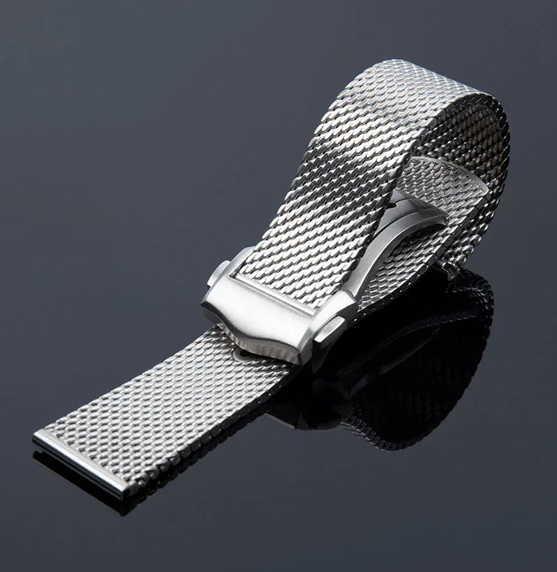 Stainless Steel Watch Strap for Seiko for Omega Seamaster 007 Diving Wrist Band Milanese Mesh Strap Folding Buckle Bracelet 20mm