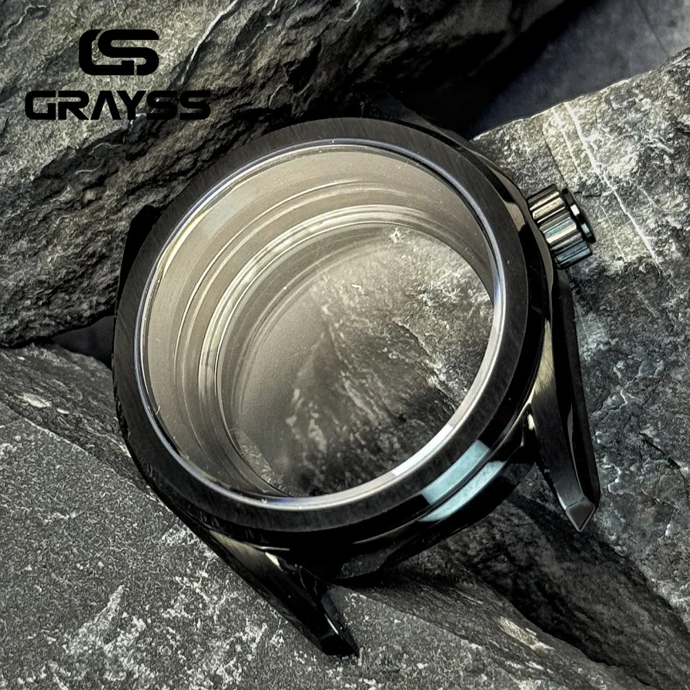 38mm SKX mod PVD Sapphire Crystal Black Dive Watch Case for NH34 NH35 NH36 NH70 20bar Edge Cutting Polishing Milanaise Bracelet