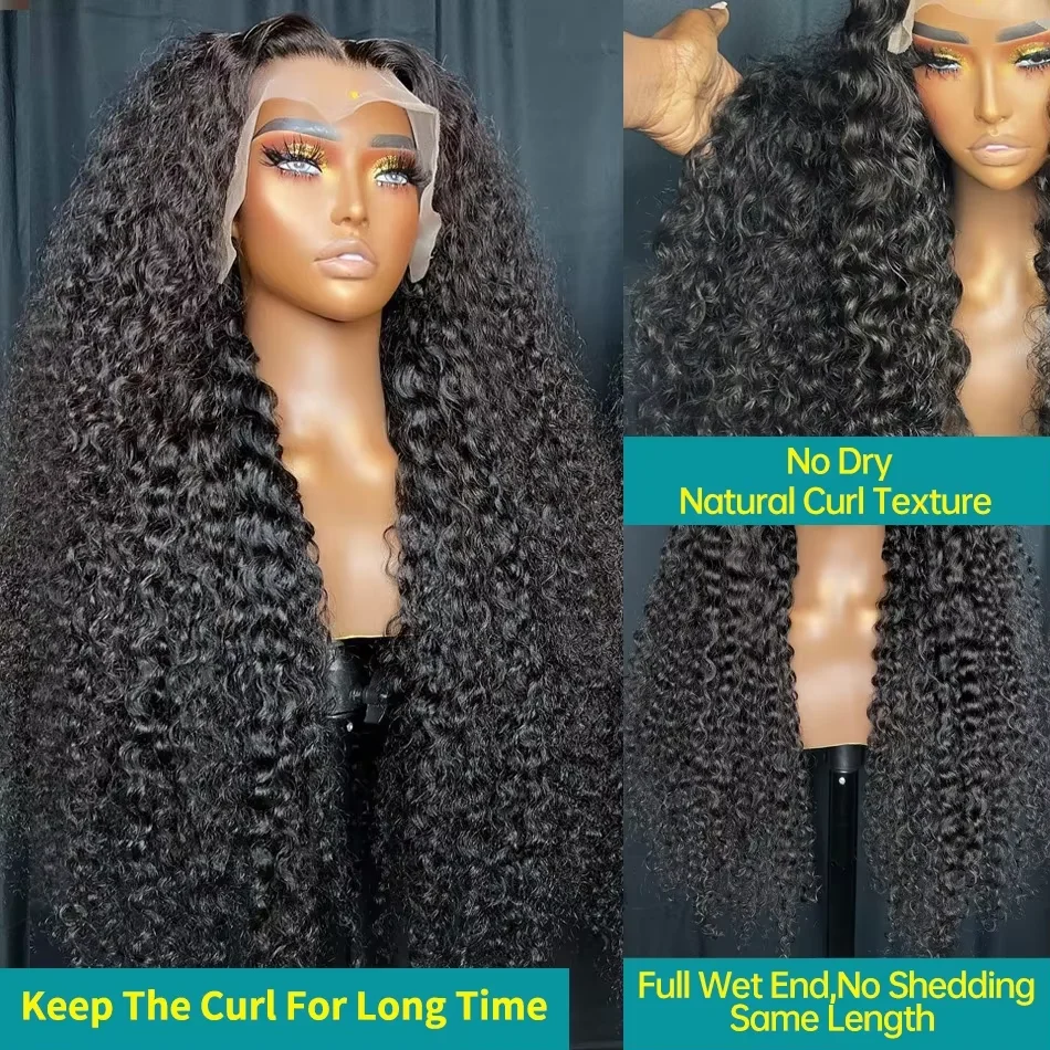 Peruca de onda profunda para mulheres, perucas encaracoladas, cabelo humano, HD Lace Frontal, Remy peruano, 100% cru, pré-arrancadas, 30 ", 40", 250 Densidade, 13x6