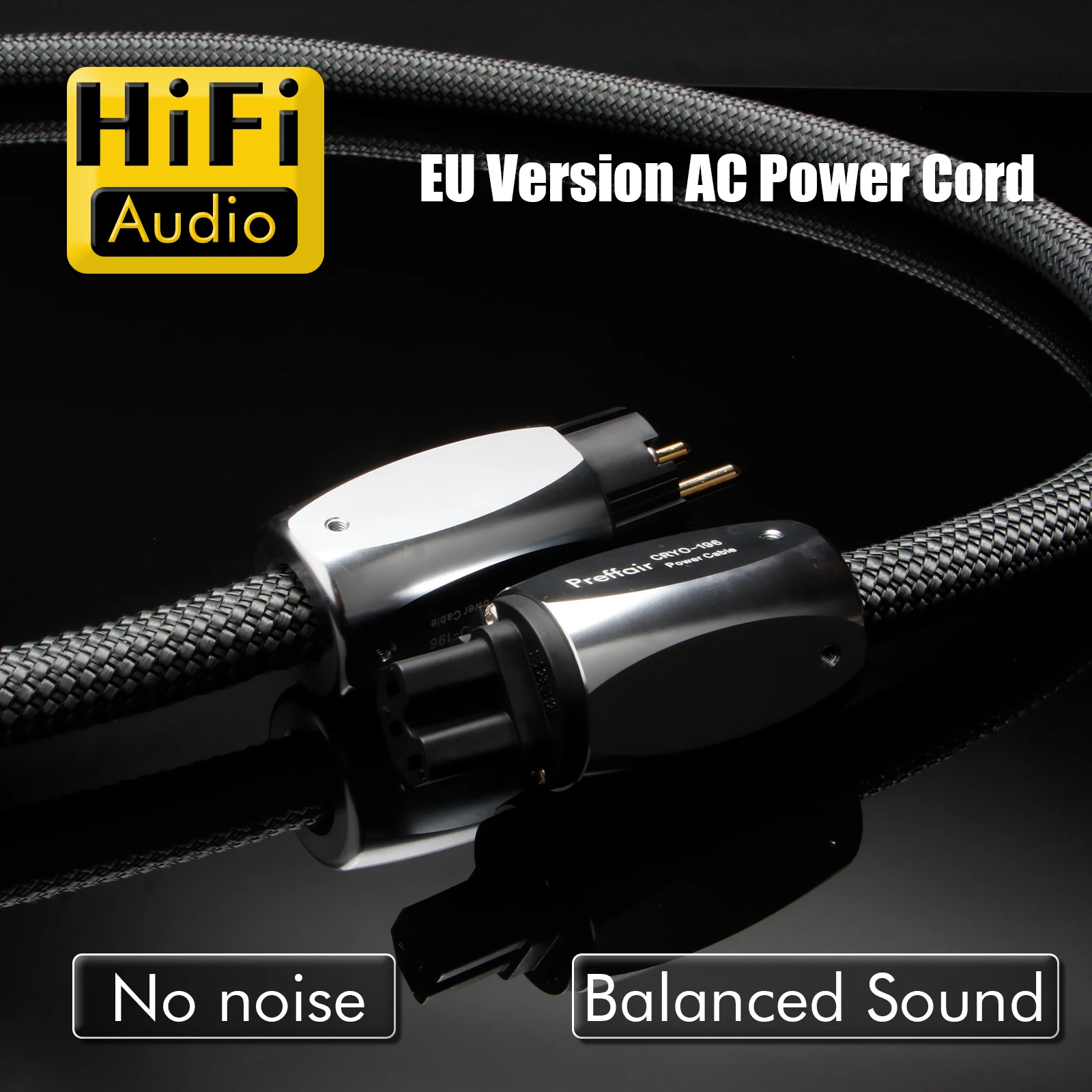 HIFI CRYO196 Stromkabel US/EU/AU Audiophiles Netzkabel für Verstärker CD-Player EU-Stromleitung Grünes Geflecht Hifi-Stromkabel – Detail 3
