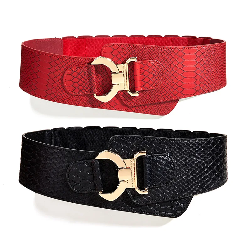 

Fashion Wide Belt Female PU Leather Decorative Waist Seal Trend Corset with Skirt Coat Waist High Quality Elastic Waist Belts