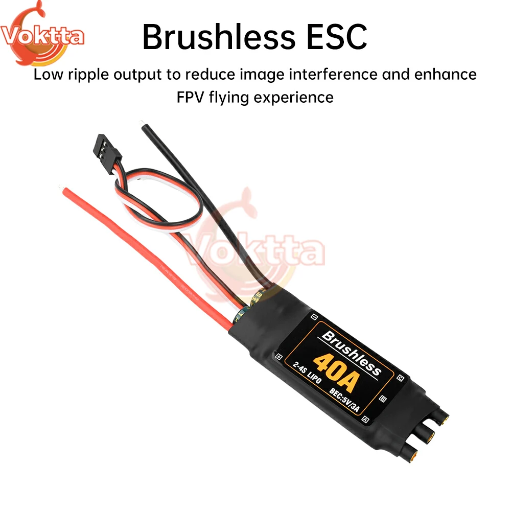 40a esc controle elétrico sem escova 2-4s controlador de velocidade esc com 5v3a ubec adequado para rc fpv quadcopter modelo de asa fixa