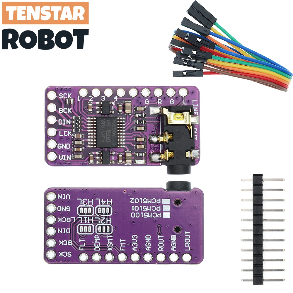 Interfejs I2S PCM5102A dekoder DAC GY-PCM5102 moduł odtwarzacza I2S dla Raspberry Pi płytka formatu pHAT cyfrowa karta audio PCM5102
