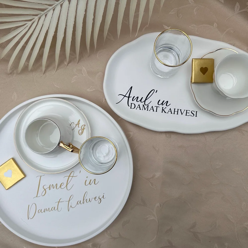 Vinyl Stickers For Damat Kahvesi Tray Lettering Wedding Party Favors Gold Foil Decal Name Wedding Tray Decor Söz Tepsi