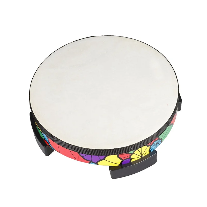 Ground Drum Sheepskin Applique Tambourine Hand-Held Percussion Instrument Kids Musical Gift Child Educational Toy