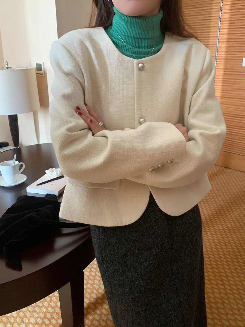 

Alien Kitty 2025 офисные женские шерстяные пиджаки шикарные элегантные универсальные рабочие одежды Mujer женские новые модные повседневные уличные пальто