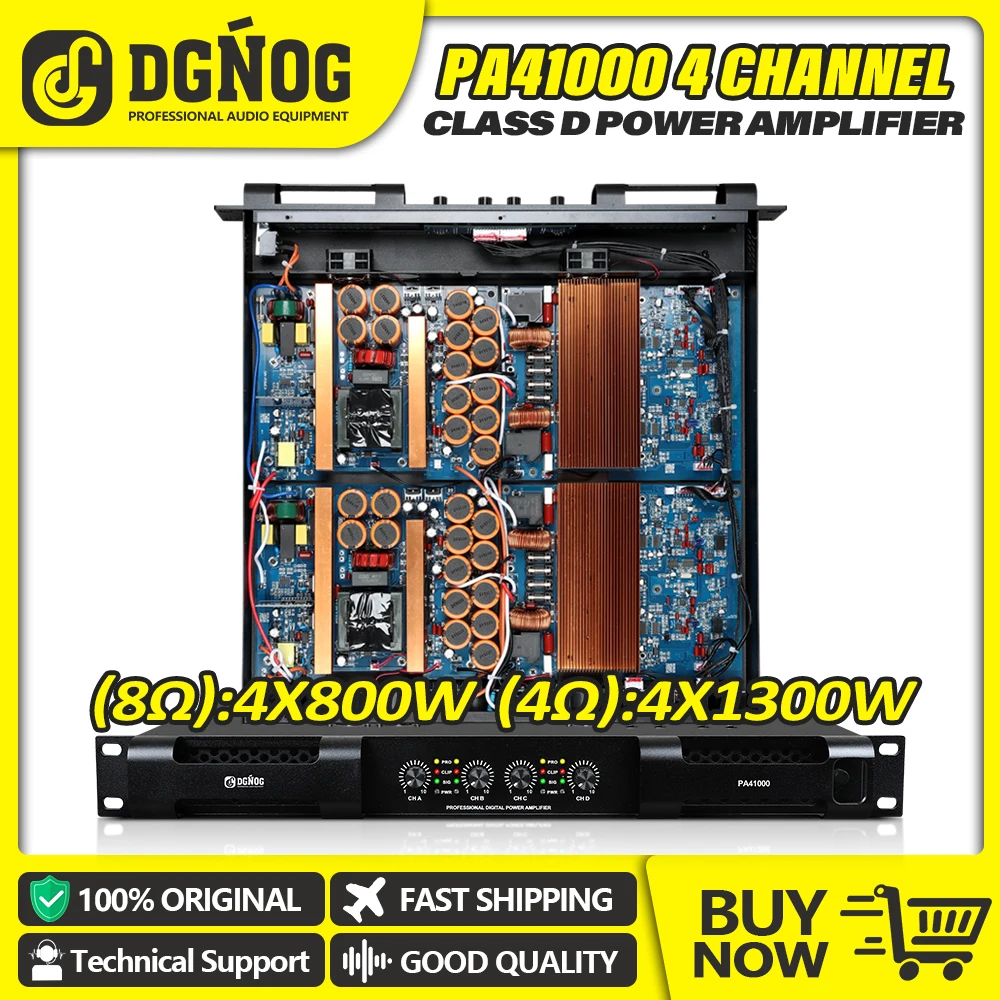 

4 ohm 1300W*4 Professional 4 Channel Digital Amplifier 1U DJ Audio DGNOG PA41000 Digital Amplifier Stage Performance Amplifier