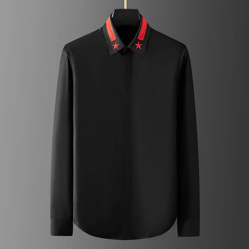 

High-end men's shirt simple men's shirt long-sleeved lapel shirt daily outdoor shopping fashion trend top large size xs-6xl