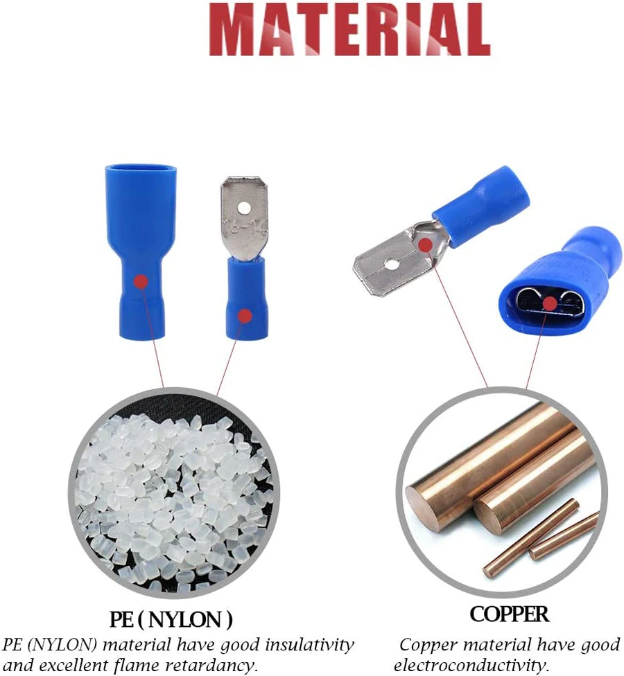 100 шт., 50 пар, 6,3 мм, 16 14AWG