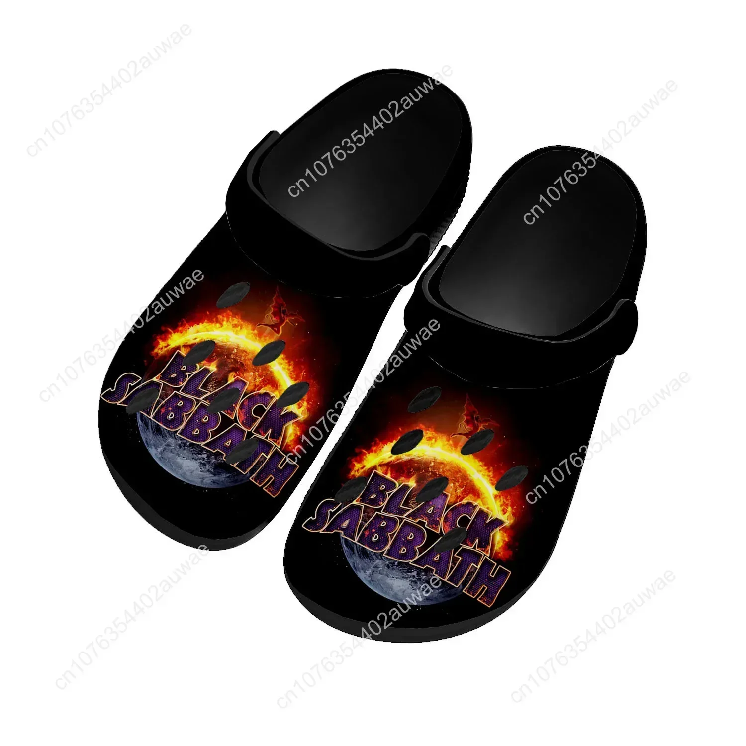 

Black Heavy Metal Band Sabbath Home Clogs Custom Water Shoes Mens Womens Teenager Sandals Garden Clog Breathable Hole Slippers