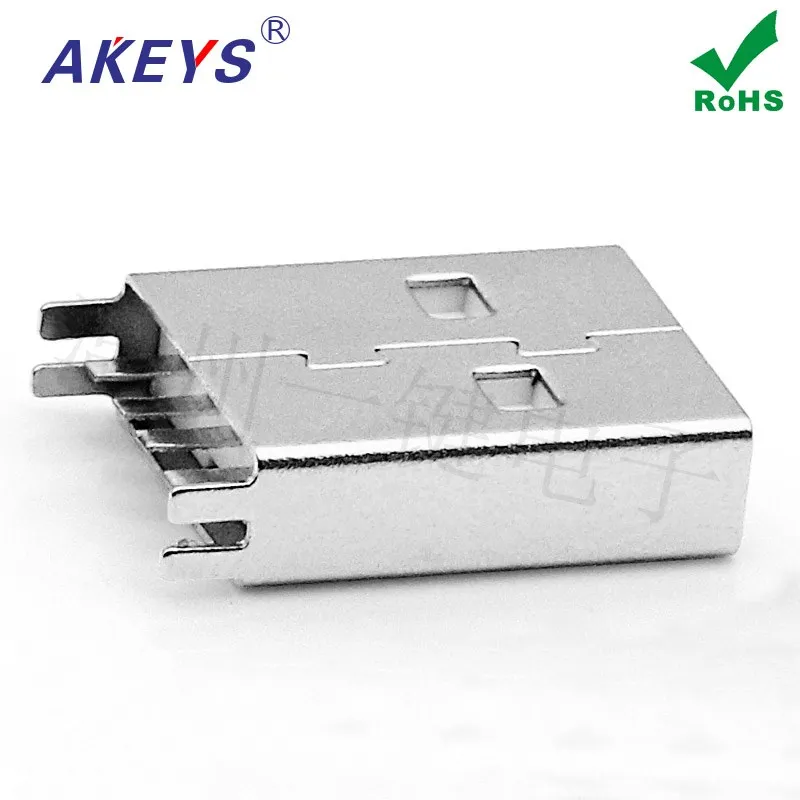 10pcs 15.0mm PCS USB 2.0 A Public 180-degree straight plug short body welded plate AF Public head vertical 4-foot plug