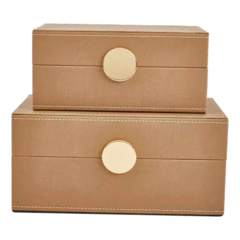 Organizing Boxes in Ecological Leather - Caramel Boxes, Boxes and Baskets Decorative Boxes