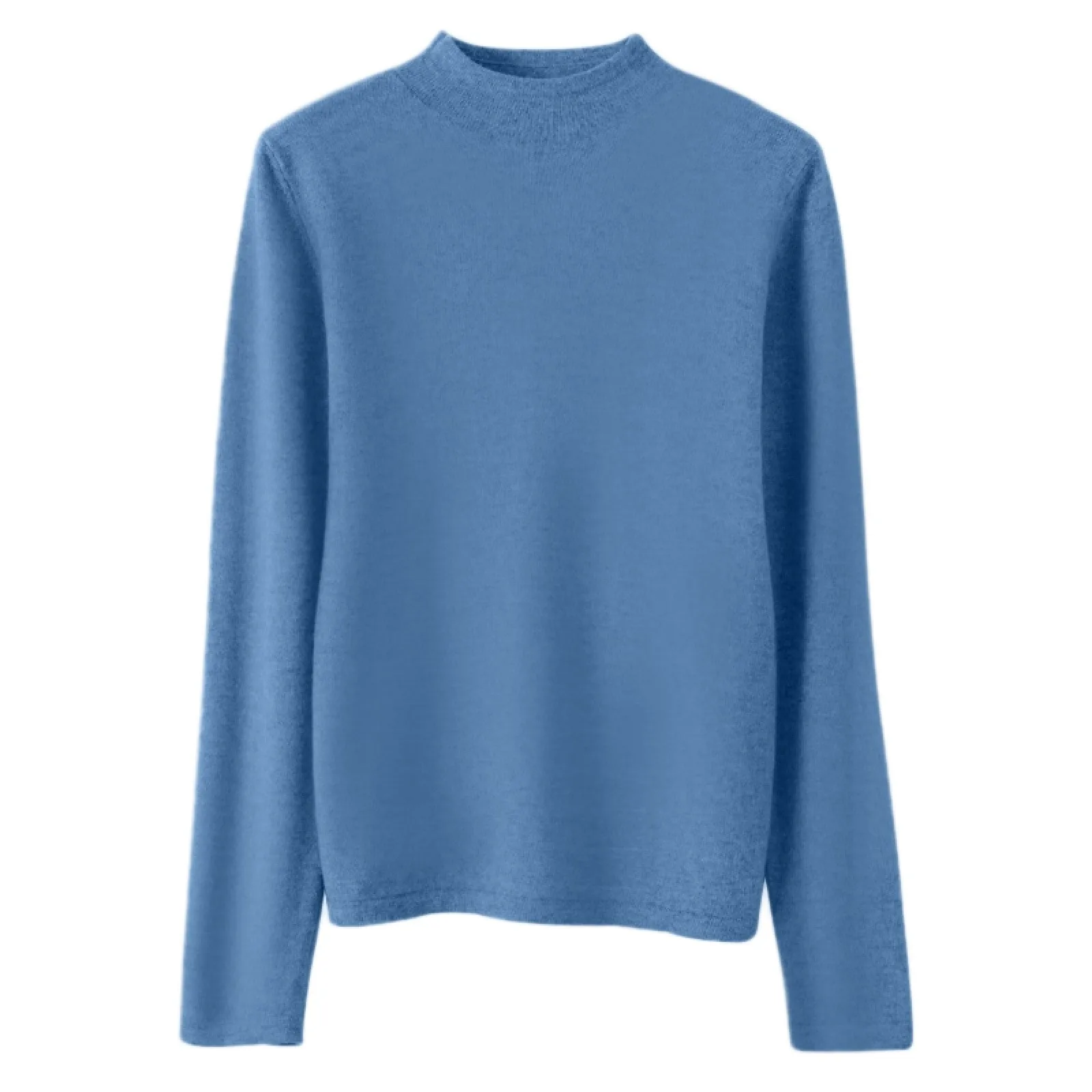 Women Knit Pullover Casual Solid Color Sweatshirt Slim Fit Half High Neck Knitted Long Sleeved Base Tops Bottom Warm Shirts