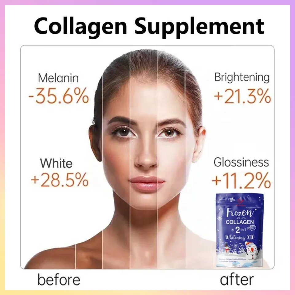 Frozen Collagen Peptide 2in1 Capsules Skin Beautifying Collagen Reduce Wrinkles supplements Open Pores 60 Pcs