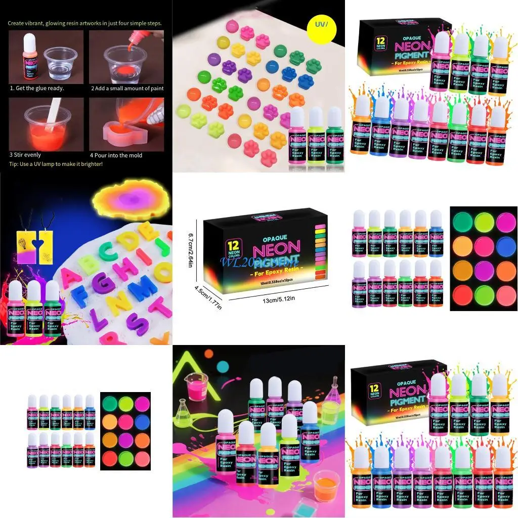 

G5GC 10ml Epoxy Resin Pigment Set with Colors High Concentration Opaque Resin Dye for UV Resin Crafts and Cell Effects