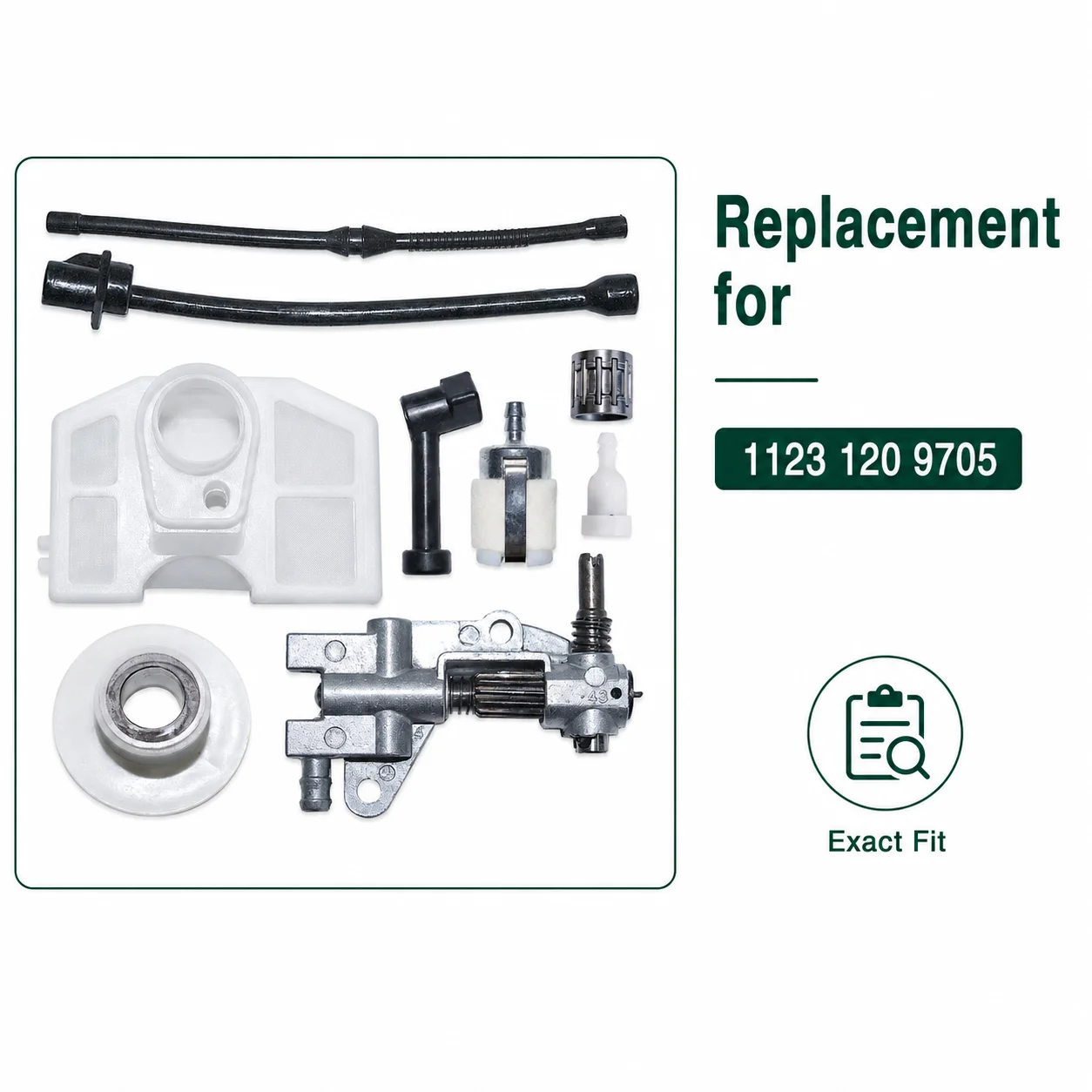 Air Fuel Filter Line Oil Pump Worm Gear Replacement Kit with Needle Bearing For Chinese Chainsaw 4500 5200 5800 45cc 52cc 58cc