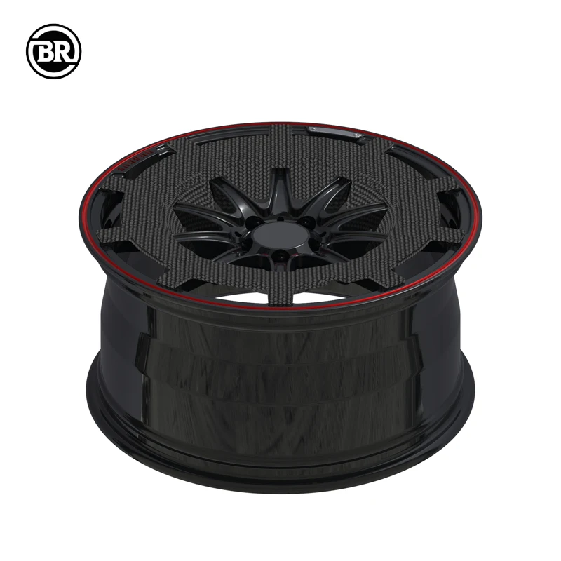 Custom Bright Black Decorative Panel 18-26 Inch Racing Car Wheels Deep Dish Forged 5*130 Rims With Polished Lip