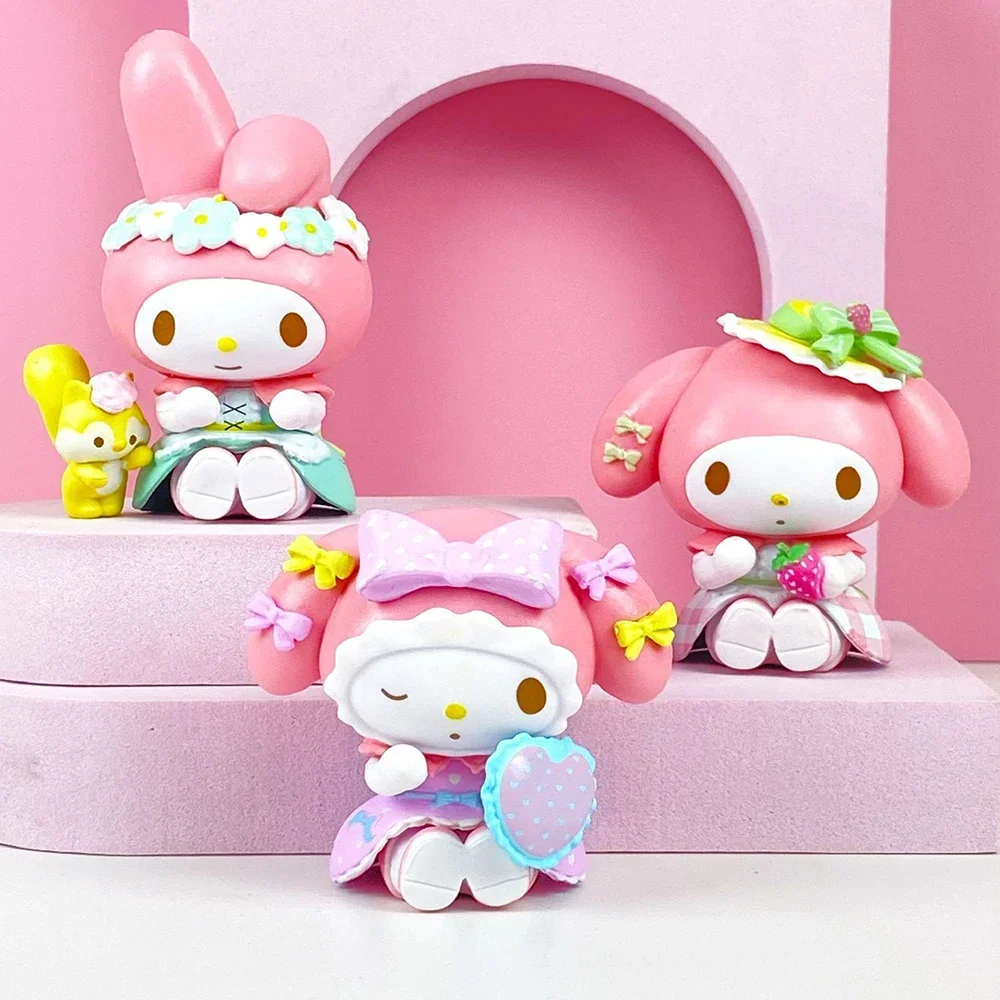 Sanrio 7Cm Figure My Melody Maid Attire Anime Doll Kawaii Cake Room Decorative Decoration Christmas Toy Gifts For Girls Children