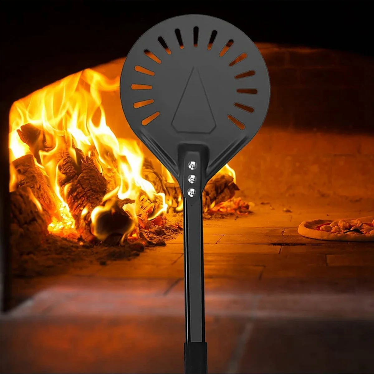 Pizza Shovel Metal Pizza Turning Peel Oversize Professional Long Round Pizza Tool Aluminum Adjustable Pastry Removable Handle