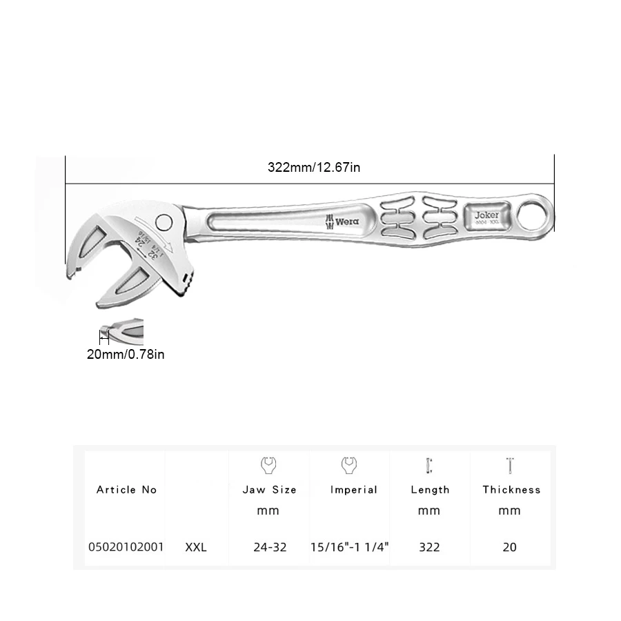 

Саморегулируемый ключ с храповым механизмом 6004 Joker для инструмента для ремонта с гибкой регулировкой размера