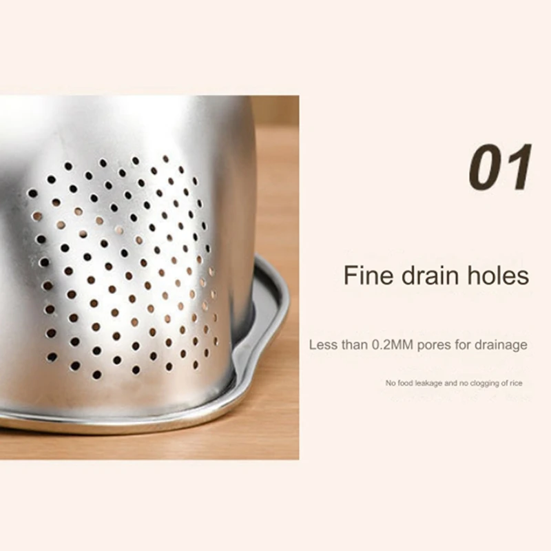 Rice Washer Strainer Bowl Stainless Steel Rice Washing Bowl Rice Colander Fruit and Vegetable Strainer Kitchen Tool A-A27I