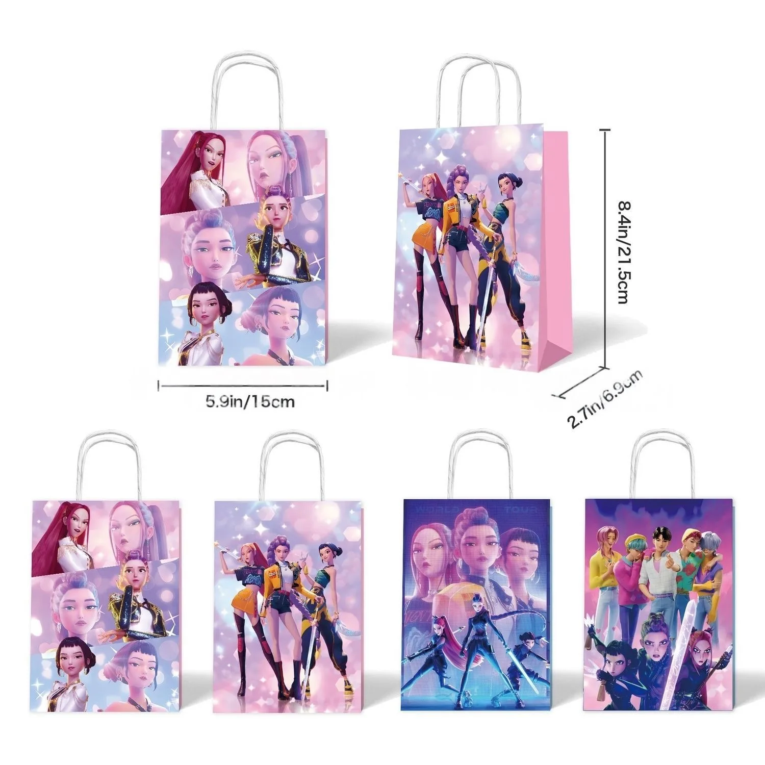 Kpop Demon-Hunting Girl Party Decoration Items, Anime DIY Stickers, Candy Bags, Handbags, Party Supplies for Halloween Birthday