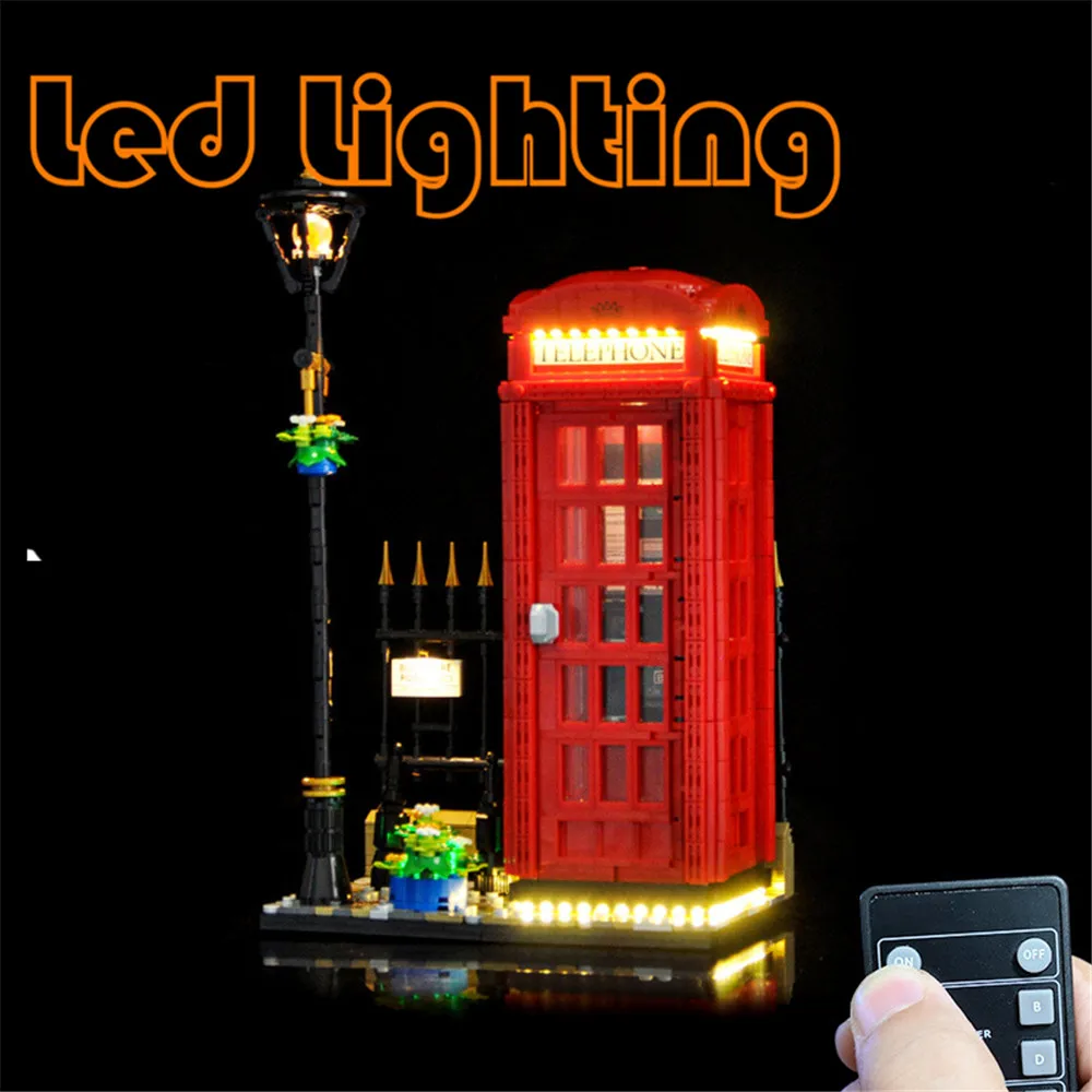 

Светодиодный светильник для улицы, спроектированный на 21347 год, красный Лондонский телефонный бокс, не включает Строительный блок (только комплект освещения)