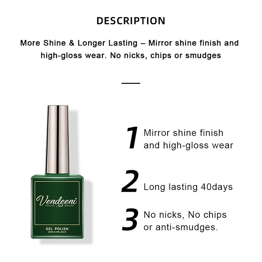 Vendeeni 15ml UV-Nagelkunst-Funktionsgel Nagellack Top Base Coat Matt Diamant Top Coat Verstärktes Gel Blossom Gel Folien-Gel – Detail 4