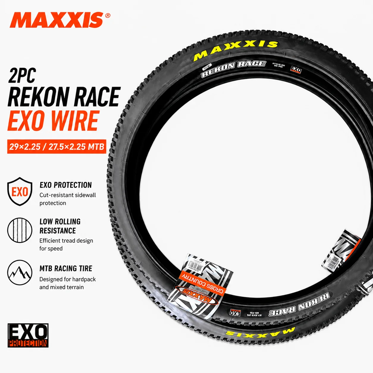 MAXXIS Rekon Race MTB-Reifen 29x2.25 27.5x2.25 EXO-Schutz Drahtkante Mountainbike-Reifen 2 Stück – Detail 17