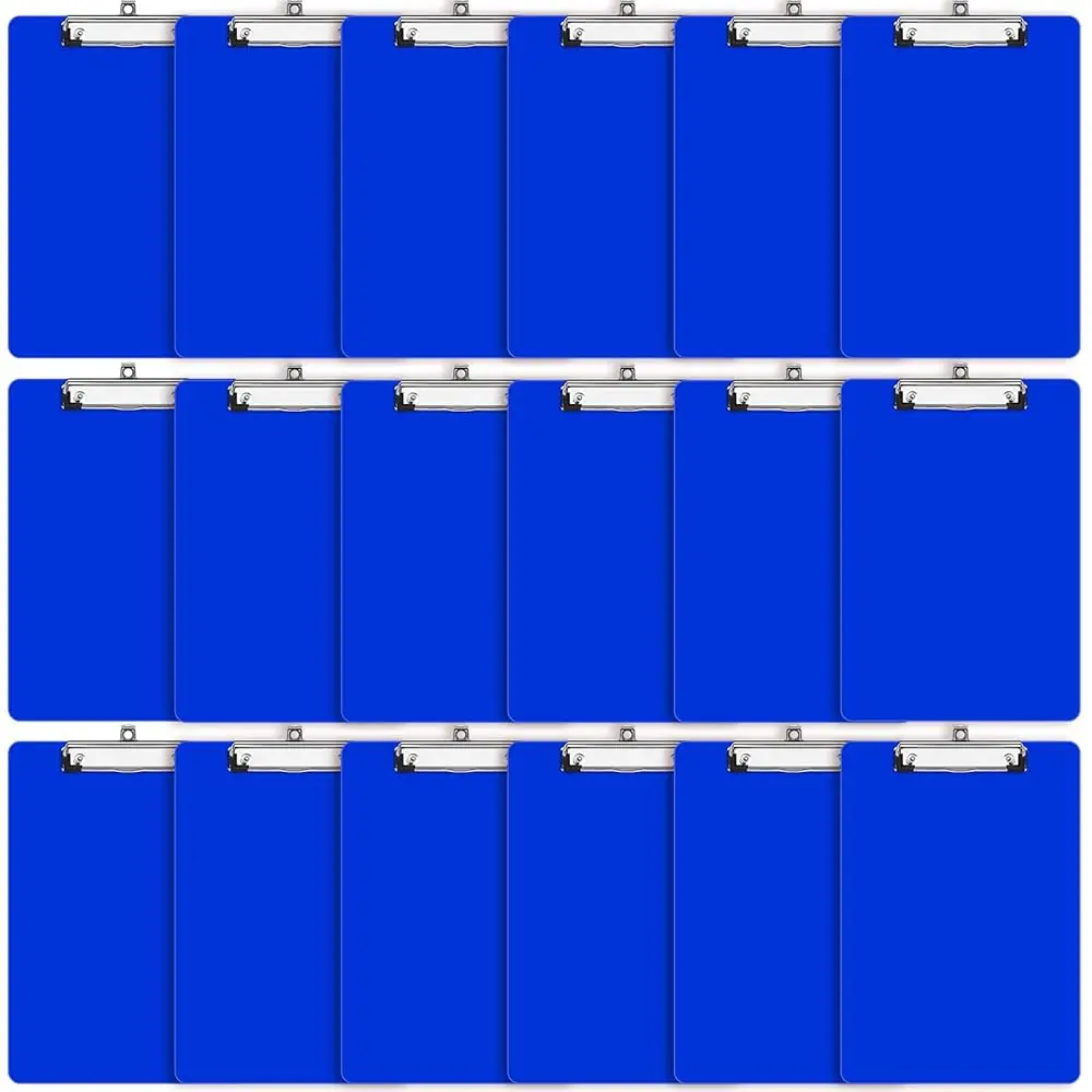 

24 Pack Blue Plastic Clipboard with Flat Low Profile Clip Standard A4 Letter Size Acrylic Clipboard Bulk Classroom Back to Sc