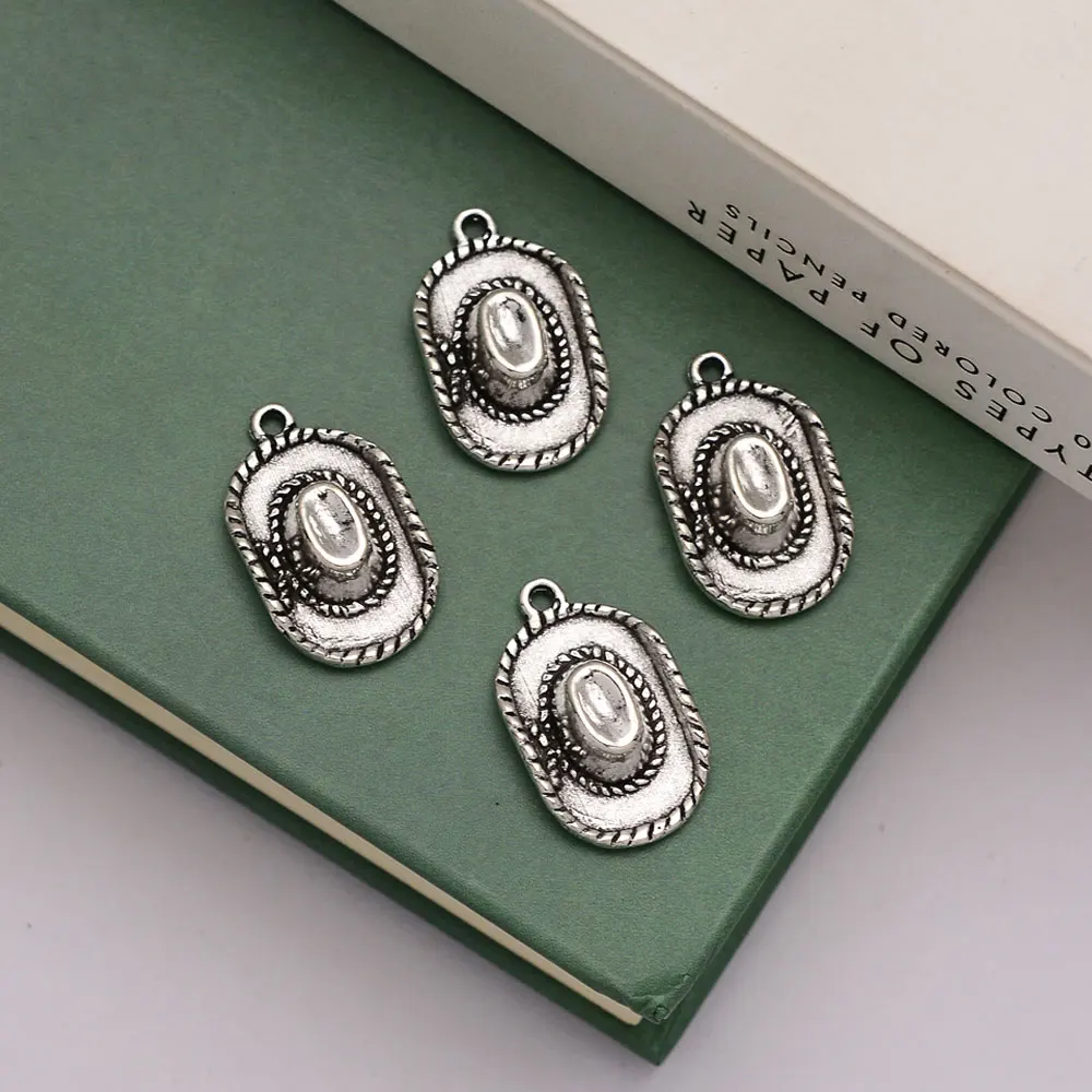 10pcs/lot--13x22x5mm Antique Silver Plated Cowboy Cowgirl Hat Charms Pendant For Diy Jewelry Making Finding Supplies Accessories