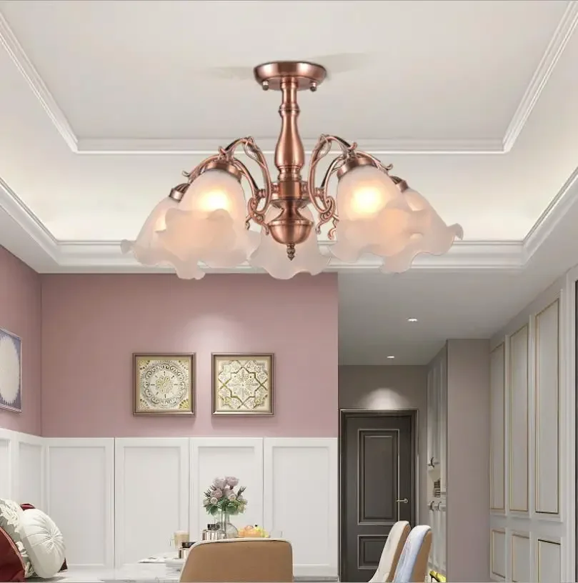 

Simple European chandelier living room ceiling lamp wrought iron restaurant bedroom lamps new home hotel retro lighting