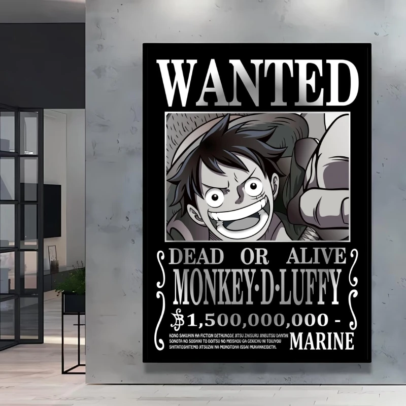 Canvas Printing One Piece Bounty Wanted Poster Luffy Zoro Home Decor Paintings Spray Printing Gifts Cartoon Character Picture view 5