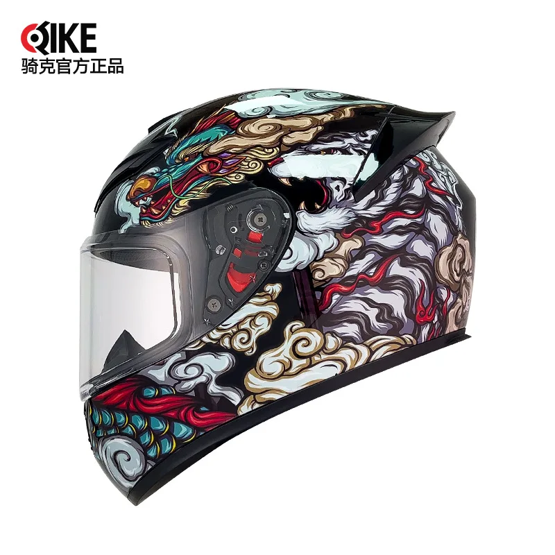 Qike Full-Face Helmet for Men & Women, Safety Helmet for E-bikes and Motorcycles with Built-in Bluetooth
