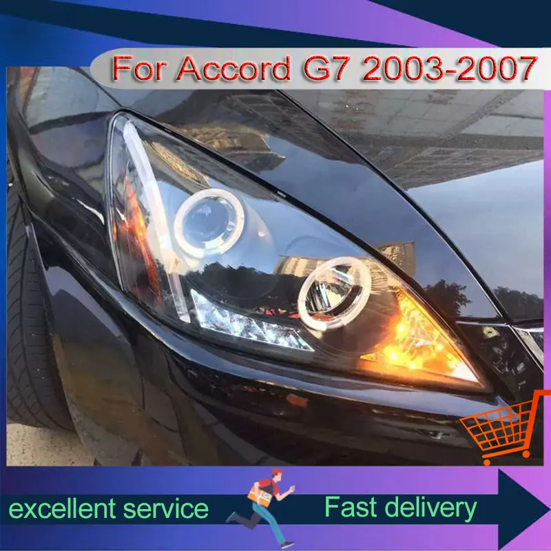 

Car Headlights For Honda Accord G7 2003-2007 Automobile Assembly Modification Dual Projection Lens LED Angel Eye Xenon Head Lamp