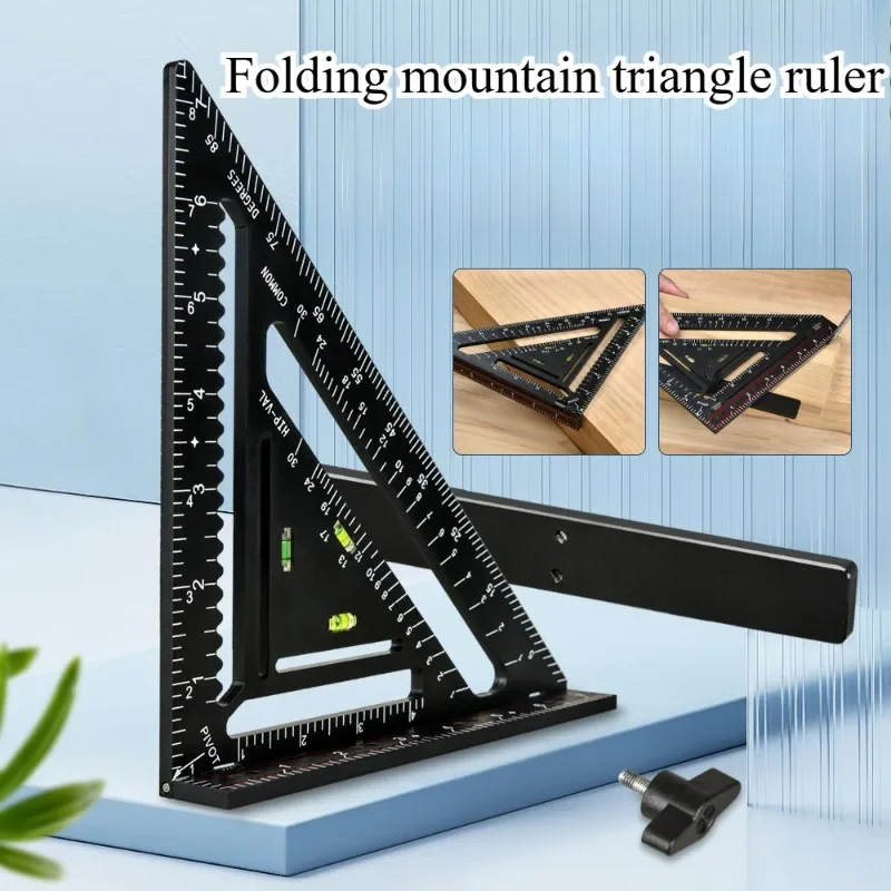 Woodworking Triangle Ruler Foldable Double Sided Scale Precision Multifunctional Carpentry Right Angle Ruler Woodworking Tools