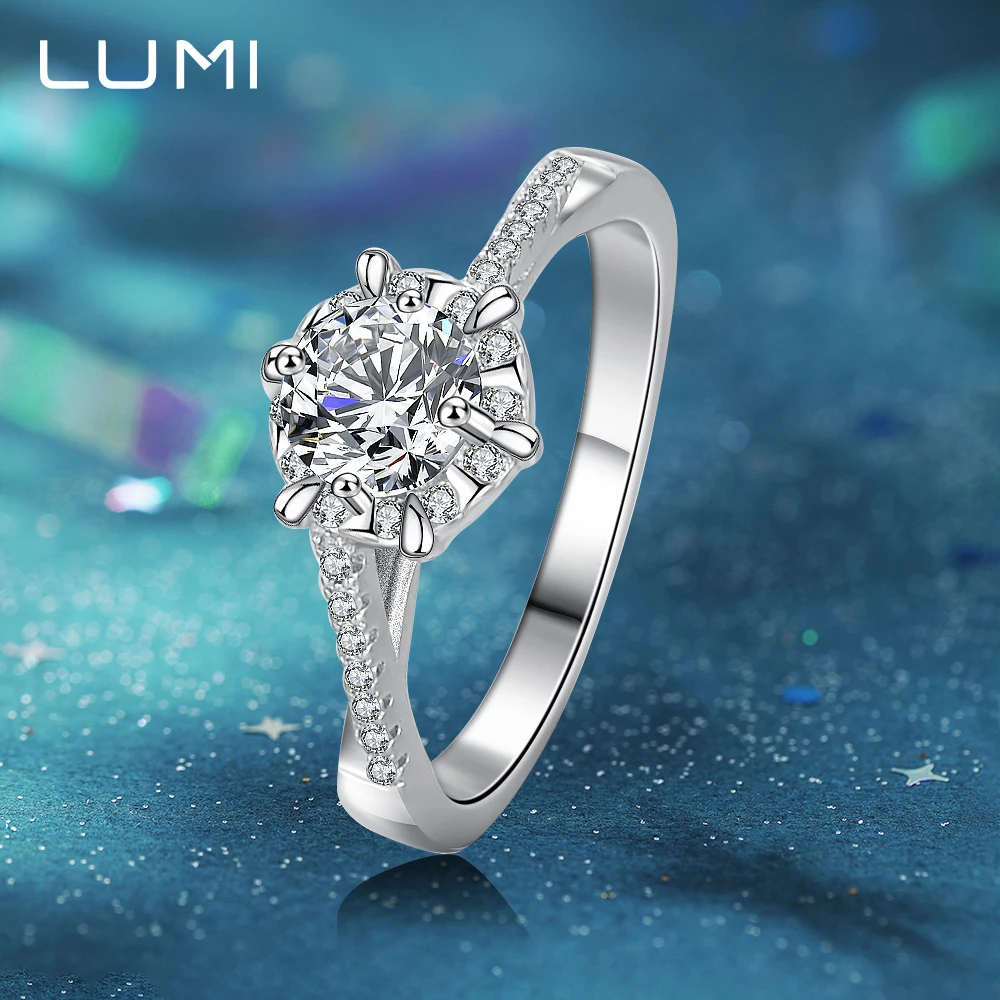 

0.5-2CT Moissanite Rings for Women Sterling S925 Silver, Sparkling Matching Wedding Diamonds Band, Anniversary GRA