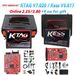 Kess V2 V5.017 Online 2.80 EU Red KTAG 7.020 2.25 OBD2 OBD 2 Car Trucks ECU Programmer Toolbox Online Unlimited Repair Kit